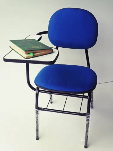 Cadeira universitaria estofada - secretária laminada reta em tecido - tubo 3/4