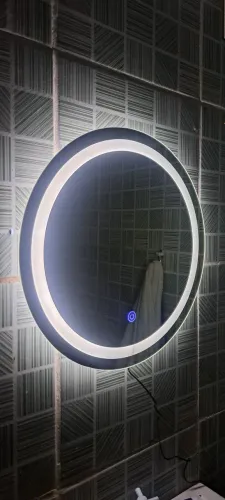 Espelho redondo jateado com fita de led