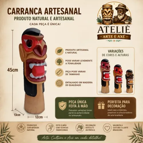 Carranca em Madeira 45cm- Velho Chico- Escultura, Decoração 