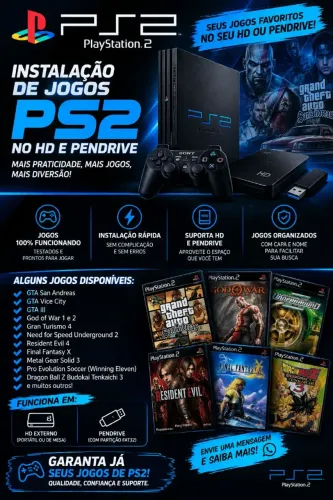 instalação de jogos em ps2 e pc