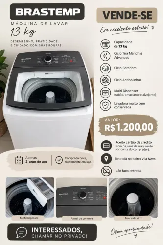 MÁQUINA DE LAVAR BRASTEMP 13 KG
