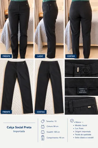 calça social feminina preta 42/44