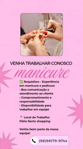 Vaga para manicure e Nail designer
