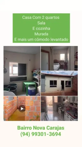 Vende-se uma casa, em parauapebas. 2 quartos.cozinha americana, toda murada.com um comodo 