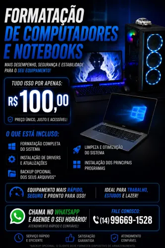 ?Formatação de Computadores e Notebooks | R$ 100 | Atendimento Rápido?