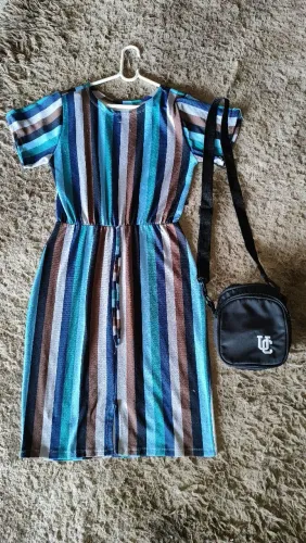Look Vestido M/G + Bolsa transversal preta 
