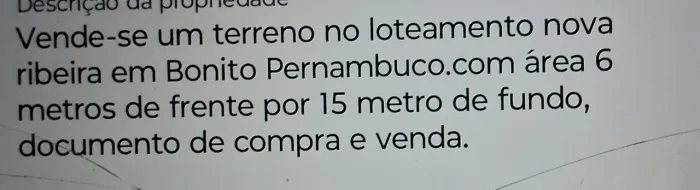 Terreno a venda em bonito