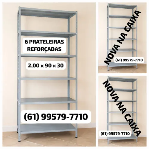 Estante de Aço 6 Prat. Reforçadas 2,00m x 90cm x 30cm (Nova na Caixa)