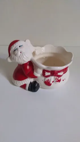 Cachepô Natalino Vintage - Papai Noel em Cerâmica