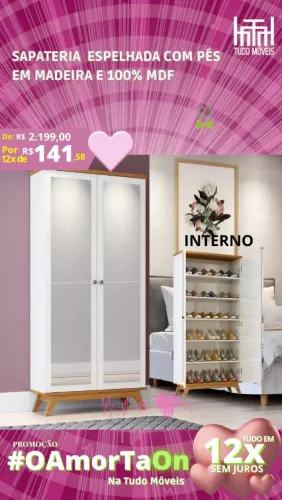 Sapateira Retrô com 2 portas espelhadas