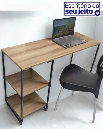 Escrivaninha 1,1m NOVA Mesa Estilo Industrial Multiuso Notebook Escritório Computador Birô