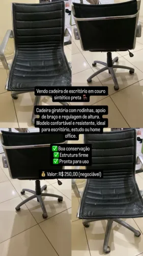 Vendo cadeira de escritor em couro sintético preto