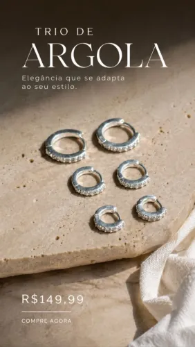 Trio de Argolas Cravejadas Prata 925