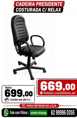 cadeira presidente giratoria c/ relax ( novo ) ideal pra escritorios