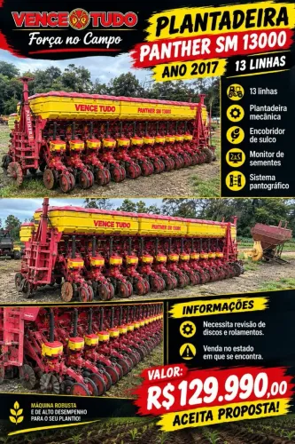 Máquina agrícola  plantadeira panther sm 13000