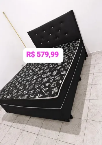 Cama Box Casal conjugada com Cabeceira Estofada