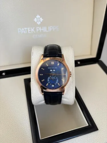 Relógio Patek Philippe Moonphase Azul ETA Premium Safira Couro 40mm