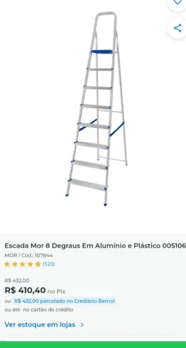 Escada de alumínio 8 degraus nova