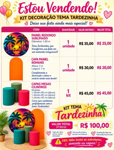 Kit decoração festa painel capas tema TARDEZINHA