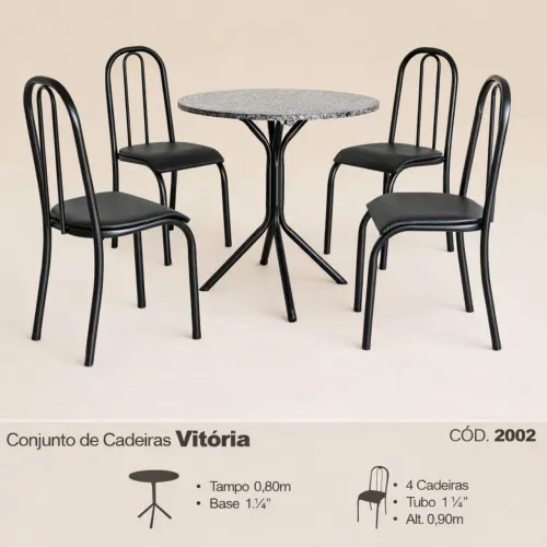 Conjunto Mesa redonda com 4 Cadeiras - Modelo Vitória | GT Móveis