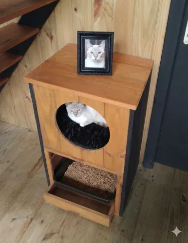 Casinha Para Gato Com Suíte - Madeira Maciça (Sob Encomenda)