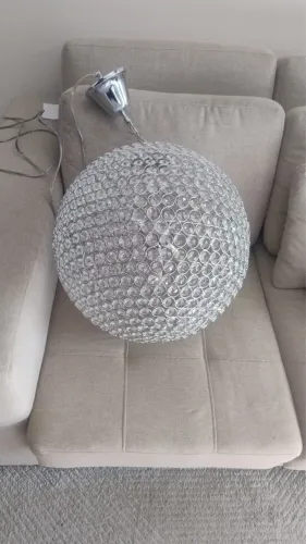 Pendente Lustre Esfera Cristal Moderno Bola Luxo Ledrgb 35cm