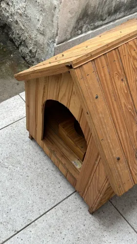 casinha de cachorro + suporte comida e agua