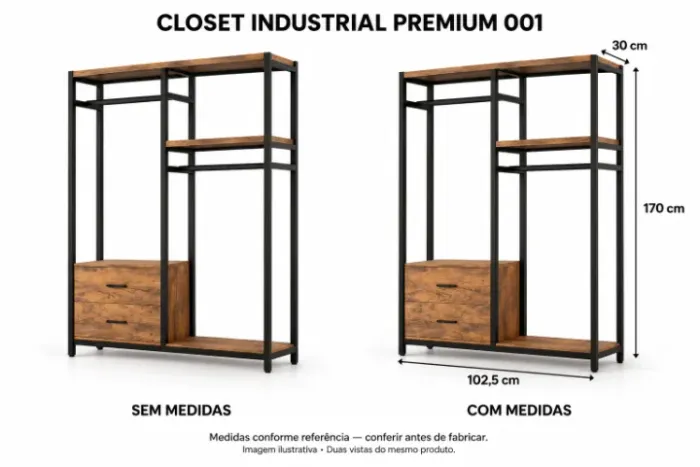 CLOSET INDUSTRIAL COM 2 GAVETAS E 2 CABIDEIROS ? SOB MEDIDA EM CURITIBA