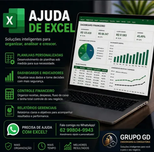 Ajuda com Excel | Planilhas, Dashboards e Relatórios Personalizados - R$ 80 a R$ 200