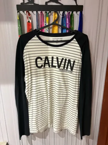 blusa manga longa calvin klein listrada p