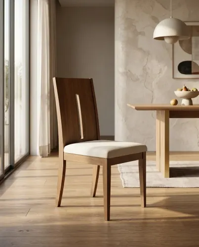 Cadeira de Jantar em Madeira Maciça c/ Assento Estofado - Design Elegante e Confortável