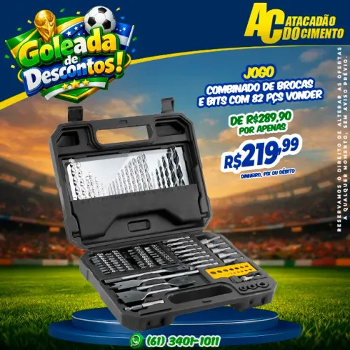 Jogo Combinado de Brocas e Bits 82 Peças Vonder