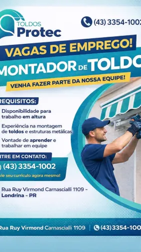 O Grupo PROTEC toldos está contratando!!