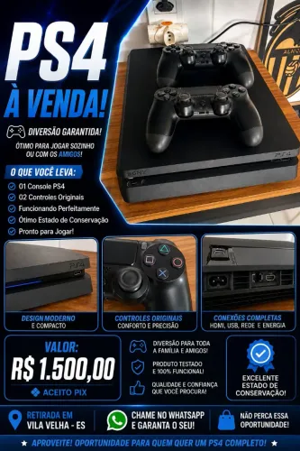 PS4 500gb - 2 controles - excelente estado de conservação.