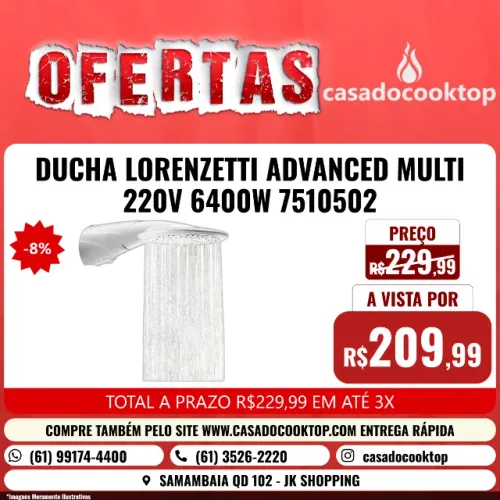 DUCHA LORENZETTI ADVANCED MULTI 220V 6400W 7510502
