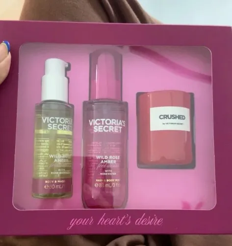 kit victorias secret wild rose amber lacrado edição limitada