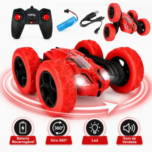 Carrinho de Controle Remoto Acrobata Giro 360 4x4 Recarregável Brinquedo Menino