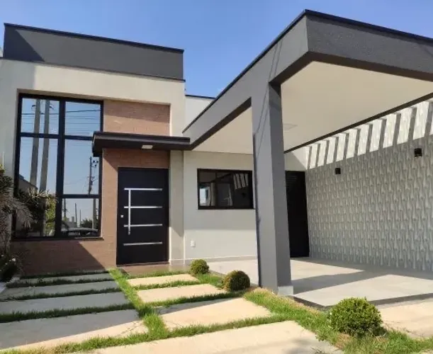 Porta Social Moderna em Alumínio Preto - Fachada Alto Padrão