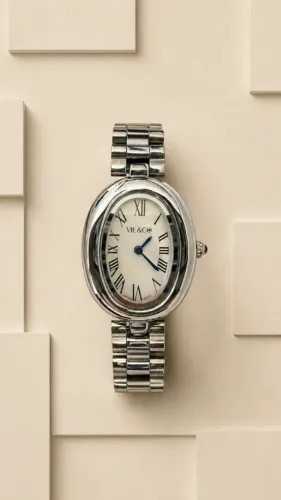  Relógio Oval 32mm Feminino Prateado