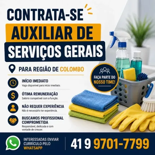 CONTRATA-SE AUXILIAR DE SERVIÇOS GERAIS