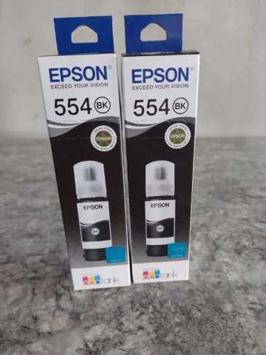 2 Garrafa para Ecotank Epson preta pigmentada T554120 Original 70ml