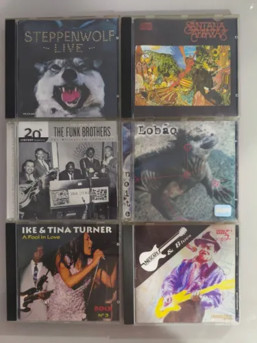 Kit 6 CDs Originais Rock Soul Blues Steppenwolf Santana Ike Tina Lobão