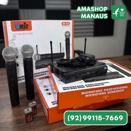 Microfone Duplo Sem Fio Profissional