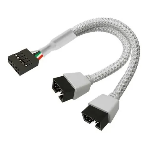 Cabo Y Usb 9 Pinos Branco Hub Splitter Divisor Interno Hub 9pin para placa mãe pc