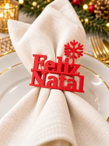 Porta guardanapos argola de Natal 3D