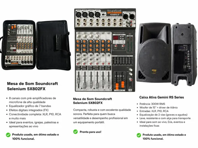 Kit de caixa de som com mesa de som