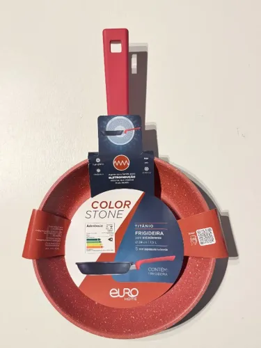 Euro Home Frigideira 24 cm indução Antiaderente ColorStone Titânio - Retireda Freguesia