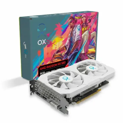 RX 580 Branco OX AMD Radeon 8GB GDDR5 256-bit Dual Fan PCIe FRETE GRÁTIS