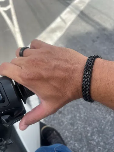 Pulseira de aço masculino preto 19cm