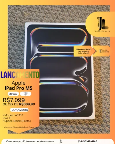 IPAD PRO M5, 256GB, TELA 11?, LACRADO, EXCLUSIVO!